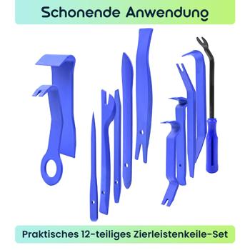 Preview: Praktisches 12-teiliges Zierleistenkeile-Set für Auto, Möbel & Renovierung – ideal zum schonenden Entfernen von Verkleidungen, Clips & Leisten