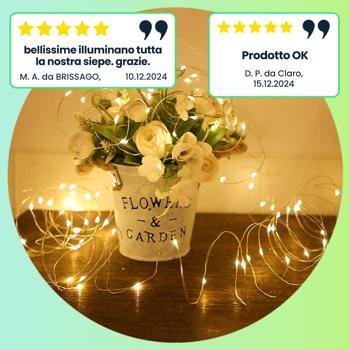 Preview: Luci solari in filo di rame 22 m, 200 LED bianchi caldi, IP44 - Perfette per il giardino, il balcone o la terrazza