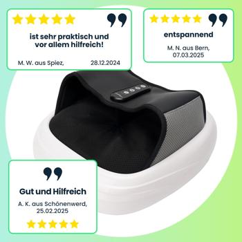 Preview: 3D Shiatsu Fussmassagegerät mit Wärme & Luftdruck. Rollenmassage für Fusssohle, Ferse, Zehen inkl. Akupunkturfunktion, tiefenentspannend