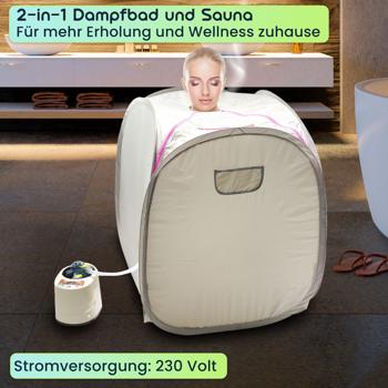 Preview: Wellnessoase für Zuhause – Mobile Sauna & Dampfbad (1000W) mit Fernbedienung & Timer – Entspannung pur auf Knopfdruck