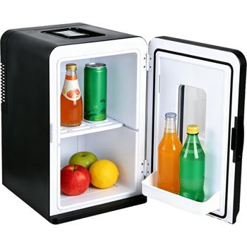 Preview: Mini-réfrigérateur mobile 14 L avec fonctions froid et chaud – mini-frigo de voiture 12 V/230 V avec fenêtre transparente et poignée, noir