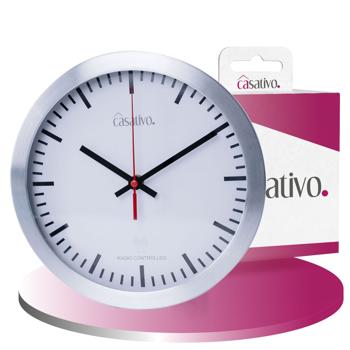 Preview: Orologio da parete radiocomandato Ø 25 cm - preciso movimento al quarzo, elegante alloggiamento in alluminio e design moderno - silenzioso, alimentato a batteria 