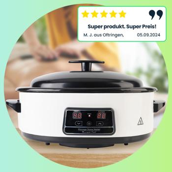Preview: Hot Stone Massage Set mit digitaler Temperaturkontrolle – 23 Natursteine, Wärmegerät für entspannende Wellness-Momente