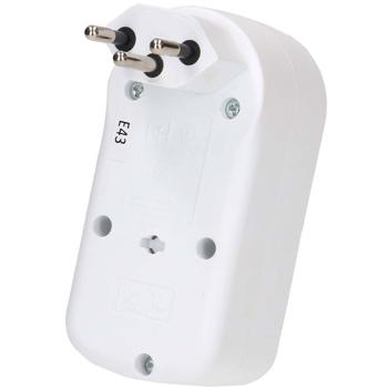 Preview: Multiprise biplite 2 prises T13 – fiche pivotante – interrupteur marche/arrêt – blanc