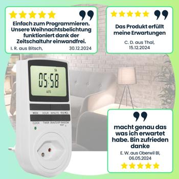 Preview: Digitale Zeitschaltuhr mit Kindersicherung: weiss, 10 Programme – zuverlässige Zeitschaltung für die präzise Steuerung Ihrer Elektrogeräte