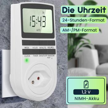 Preview: Digitale Zeitschaltuhr mit Kindersicherung: weiss, 10 Programme – zuverlässige Zeitschaltung für die präzise Steuerung Ihrer Elektrogeräte