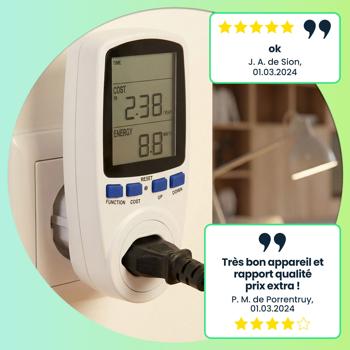 Preview: Wattmètre numérique précis – compteur de consommation tarif double jusqu’à 2500 W – pour maison et bureau, économique et facile d’utilisation