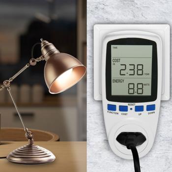 Energiekostenmessgerät digital mit Doppeltarif – Stromverbrauchsmessgerät bis 2500W – Präzises Messen von Volt, Watt & Ampere