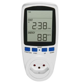 Preview: Misuratore digitale di costi energetici a doppia tariffa - misurazione precisa del consumo di energia fino a 2500 W - risparmio energetico, facilità d‘uso e ideale per uso domestico e in ufficio
