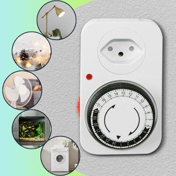 Preview: Mechanische Zeitschaltuhr mit Kinderschutz – Timer für die Steckdose mit 96 Schaltmöglichkeiten – Perfekt für Beleuchtung, Bewässerung & Aquarium