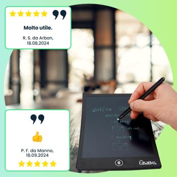 Preview: Moderna tavoletta da scrittura LCD (21,5 cm, nera) con stilo preciso: tavoletta da disegno elettronica per appunti, schizzi e scrittura creativa