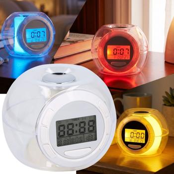 Stazione meteo Data, giorno, temperatura interna, stazione meteo radio con LED e suono naturale