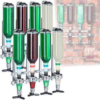 Lot de 2 distributeurs de boissons pour 4 bouteilles, montage mural – doseur avec Finger-Push, idéal pour salles de fête, bar de cave et abri de jardin, accessoire de bar