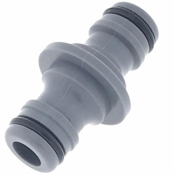 Giunto per tubo 1/2“–5/8“ – raccordo per tubi da giardino extra lunghi – robusto, durevole, in plastica, grigio/nero – per tubi Ø 12–15 mm
