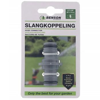 Preview: Giunto per tubo 1/2“–5/8“ – raccordo per tubi da giardino extra lunghi – robusto, durevole, in plastica, grigio/nero – per tubi Ø 12–15 mm