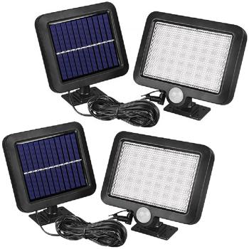 Preview: Projecteurs LED Solaires Extérieur - Détecteur Mouvement IP44 - Lot de 2 Lumières Économiques Jardin Cour Sécurité Maison - Câble 5m - Batterie 1200mAh