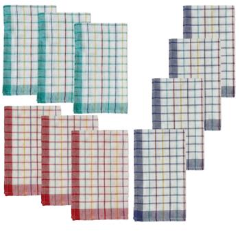 Preview: 20er-Set Geschirrtücher aus 100 % Baumwolle - Saugstark & langlebig für Küche - 50x70 cm, waschbar bei 60°C - Fusselfrei & hygienisch mit Karomuster