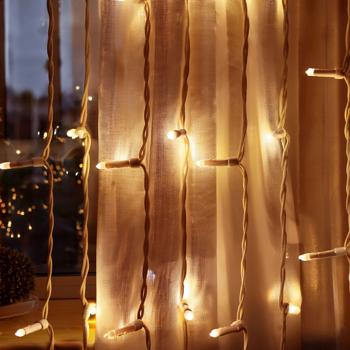 Preview: Rideau Lumineux LED - Décoration Ambiance Fêtes Noël Mariage - 240 LED Blanc Chaud - 16 Tombées, 12 Effets, 225 x 150 cm - Extérieur IP44