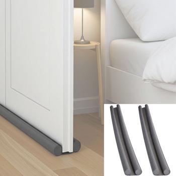 2er-Set Türbodendichtung Zugluft-Stopper grau - Reduziert Heizkosten & schont Umwelt - Für Türstärken bis 3.5 cm - 98 cm Breite - Montage ohne Bohren