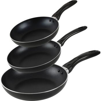 Preview: Lot de 3 poêles antiadhésives, sans PFOA – aluminium, Ø 20/24/28 cm – compatible vitrocéramique, halogène, gaz, électrique – design moderne