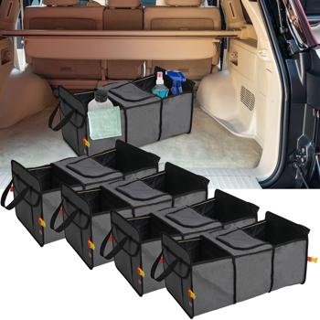 set di 4 borse da bagagliaio con scomparto refrigerante isolato, 3 scomparti (grigio-nero) - Pieghevoli, robuste - ideali per shopping, picnic, trasporto