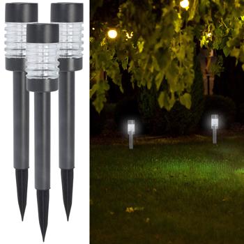 Preview: Lot de 6 Lampes Solaires LED Acier Inoxydable - Balisage Chemins & Jardin, Camping - Lumière Chaude 5 Lumens, 8h Autonomie, 54cm