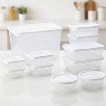 Preview: 11er-Set Vorratsdosen mit Deckel - Transparent für Müsli, Nudeln, Reis & Nüsse - 6 Grössen BPA-frei Polypropylen Frischhalteboxen