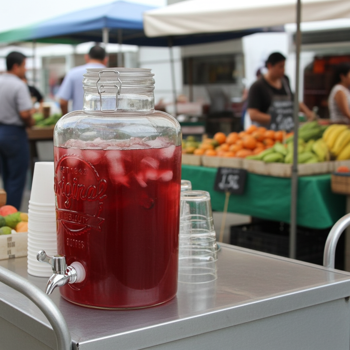 Preview: Lot de 2 Distributeurs Boissons Verre - Robinet & Couvercle - 8 L - Rétro - Idéal Jus, Limonade, Cocktails - Anti-Insectes