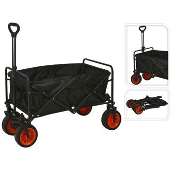 Preview: Faltbarer Bollerwagen bis 80kg, schwarz-rot – Robuster Transportwagen mit schwenkbaren Rädern, zusammenklappbar für Ausflüge & Garten