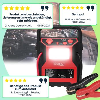 Preview: 5-in-1 Starthilfe Booster mit Powerbank & Luftkompressor (600A/17bar) – Akku-Starthilfe mit 9000mAh, LED-Lampe, 12V-Ausgang