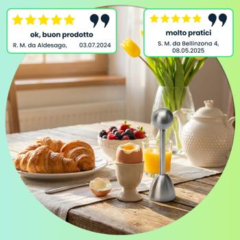 Preview: Toqueur à œuf en acier inoxydable – ouvre-œuf pratique pour œufs durs et œufs à la coque – cassure propre – passe au lave-vaisselle