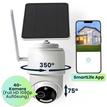 Preview: 4G Solar Überwachungskamera mit Schwenkfunktion – Kabellose Outdoor-Kamera FullHD, Nachtsicht in Farbe, Bewegungsmelder & Alarm, IP65