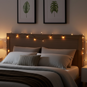 Preview: Fata LED 14,4 m, 192 LED, bianco caldo, a batteria, 7 schemi di luce, IP44, risparmio energetico e flessibilità per l‘illuminazione di interni ed esterni