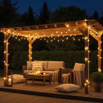 Preview: Fata LED 14,4 m, 192 LED, bianco caldo, a batteria, 7 schemi di luce, IP44, risparmio energetico e flessibilità per l‘illuminazione di interni ed esterni