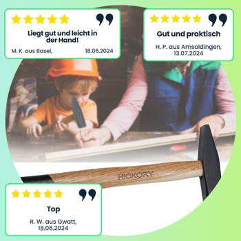Preview: Robuster Schlosserhammer 300g mit hochwertigem Hickory-Stiel, ergonomisch & langlebig, DIN 1041 zertifiziert – perfektes Werkzeug für präzises Arbeiten