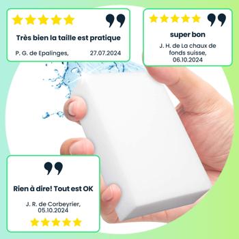 Preview: 96 gommes détachantes en mousse de mélamine – nettoyage facile et sans produits chimiques –pour cuisine, salle de bains, meubles, bureau et voiture – éponges magiques 9 x 6 x 3 cm