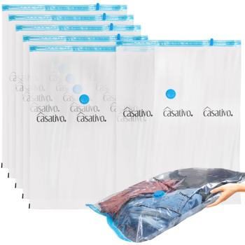 Preview: set di 6 sacchetti salvaspazio L, 60 x 80 cm, a compressione con l‘aspirapolvere, sacchetti per riporre indumenti stagionali, piumoni e coperte