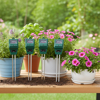 4er-Set Präzises 3in1 Pflanzenerde Messgerät, Bodentester für Feuchtigkeit, pH-Wert und Lichtverhältnisse, idealen Standort für Pflanzen finden