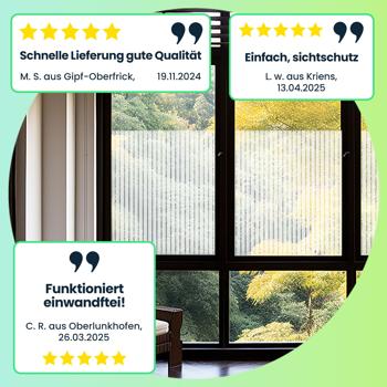 Preview: 2er-Set Milchglasfolie Streifen-Optik - Sichtschutz statisch haftend für Fenster Türen Badezimmer Büro - 50x200cm zuschneidbar wiederverwendbar