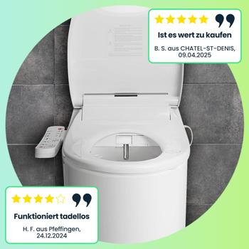 Preview: 2er-Set Smarter Premium Dusch-WC-Sitz mit Warmluft-Fön, Toilettenaufsatz mit Sitzheizung, Absenkautomatik und App