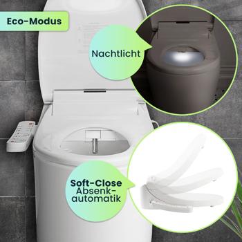Preview: 2er-Set Smarter Premium Dusch-WC-Sitz mit Warmluft-Fön, Toilettenaufsatz mit Sitzheizung, Absenkautomatik und App