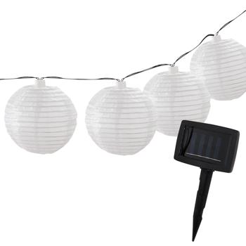 Preview: Catena luminosa a LED, solare, bianco caldo, 20 lanterne bianche, 3,8 m, IP44, efficace catena luminosa solare per balcone, terrazza, giardino, alberi e molto altro ancora