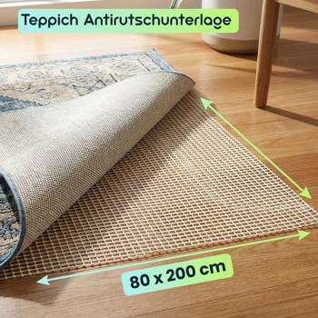 Preview: 2er-Set Teppich Antirutschunterlage, Antirutschmatte zuschneidbar, 80 x 200 cm, Rutsch Stop für Teppiche, Schubladen, Kofferraum, creme-weiss