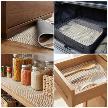 Preview: set di 4 tappetini antiscivolo per tappeti, tappetino antiscivolo tagliabile a misura, 80 x 200 cm, tappetino antiscivolo per tappeti, cassetti, bagagliaio, bianco panna