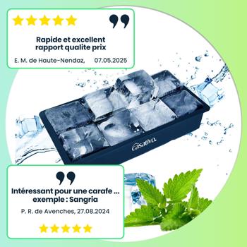 Preview: 2 moules à glaçons XXL (8 compartiments, 5 x 5 cm) – glaçons géants, capacité de 1 litre – bacs à glaçons sans BPA, longue durée de vie, réutilisables