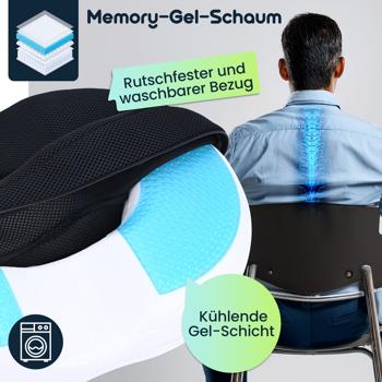Preview: 2er Ergonomischer Gel Sitzring aus Gel-Schaum, Komfort Sitzpolster entlastet Becken, Rücken und Steissbein, für den Bürostuhl oder auch im Auto