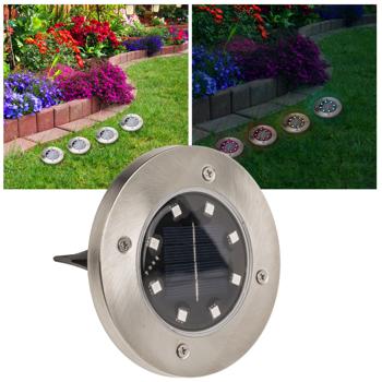 Luci da giardino a LED, set di 8 luci da terra, con cella solare, LED cambia colore