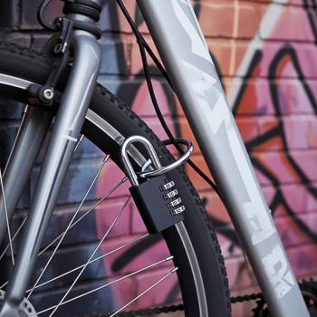 Preview: Cadenas à code en aluminium – arceau en acier, combinaison à 4 chiffres – noir, sûr et robuste – idéal pour valise, casier, cave, hangar, école