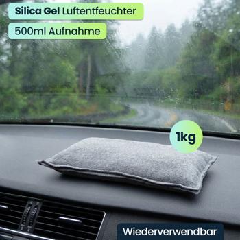 Preview: Wiederverwendbarer Silica Gel Luftentfeuchter, 1kg, grau, 500ml Aufnahme, Feuchtigkeitsentferner auf der Heizung im Ofen oder in der Sonne trocknen