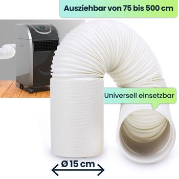 Preview: Robuster hochwertiger Abluftschlauch, 5m, weiss - Universal für Monoblock Klimaanlagen - Flexibel, langlebig, einfache Installation, zuverlässige Abluftlösung